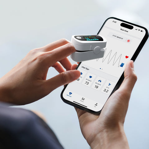 Innovo iP900BP-B Bluetooth Fingertip Pulse Oximeter, Blood Oxygen Monitor with Free App, Plethysmograph, and Perfusion Index (Snowy White)