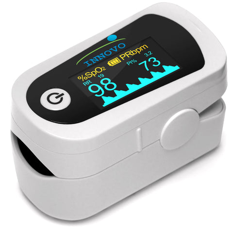 Innovo iP900BP-B Bluetooth Fingertip Pulse Oximeter, Blood Oxygen Monitor with Free App, Plethysmograph, and Perfusion Index (Snowy White)