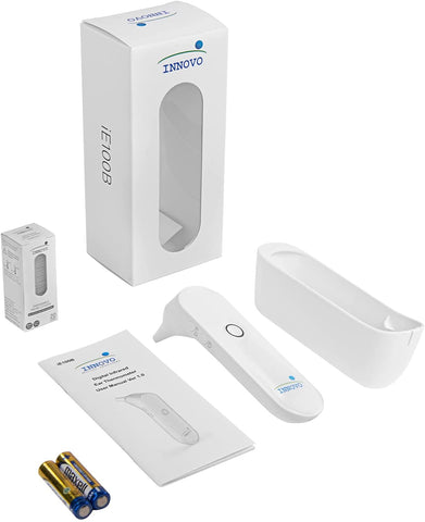 Innovo Medical iE100B Reusable Infrared Digital Ear Thermometer, Professional Series,  with Fever Alert Detection and 20x Disposable Probes